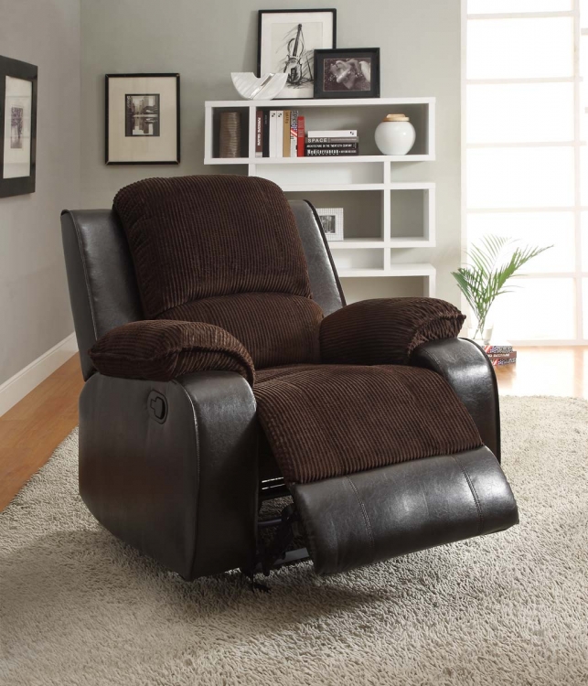 Bunker Chair Rocker Glider - Chocolate - Corduroy and Bi-Cast Vinyl