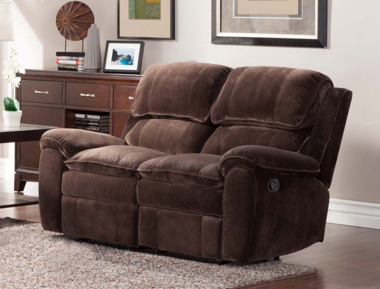 Reilly Love Seat Double Recliner - Chocolate - Textured Plush Microfiber