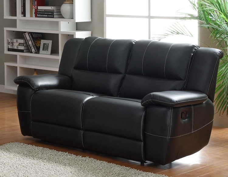 Cantrell Love Seat Double Recliner - Black - Bonded Leather Match