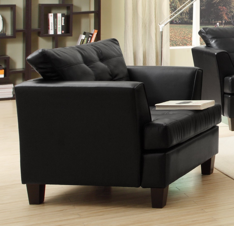 Della All Bonded Leather Chair - Black