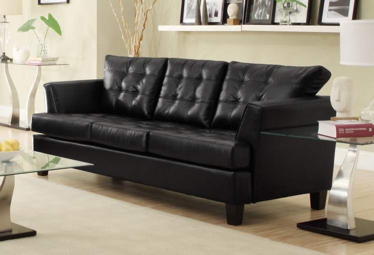 Della All Bonded Leather Sofa - Black