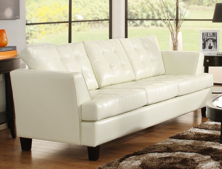 Della All Bonded Leather Sofa - White