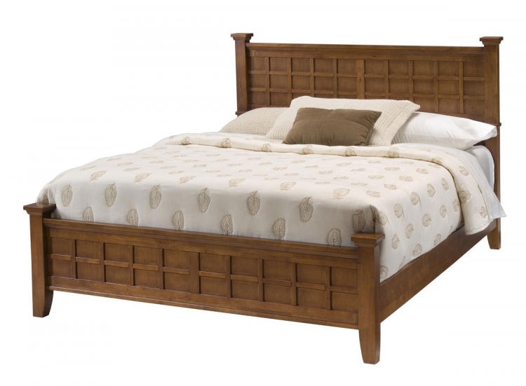 Arts and Crafts Queen Bed - Cottage Oak