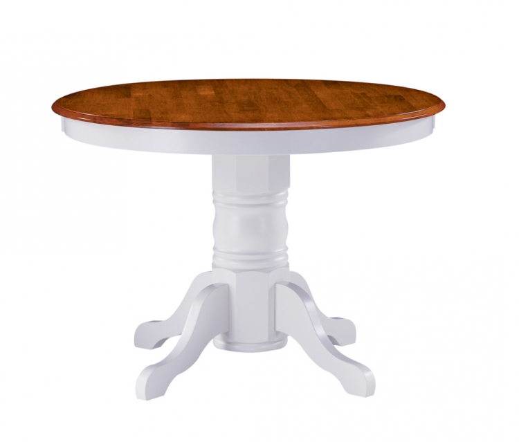 Round Pedestal Dining Table - White and Cottage Oak