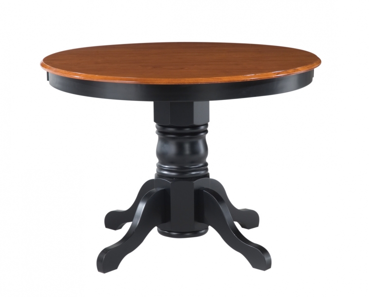 Round Pedestal Dining Table - Black and Cottage Oak
