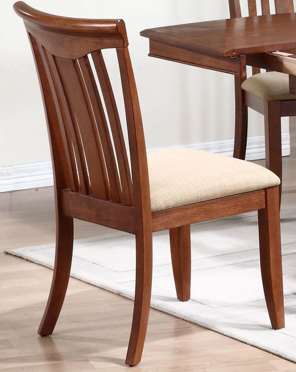 Modern Slat Back Dining Chair with Upholstered seat - Cinnamon