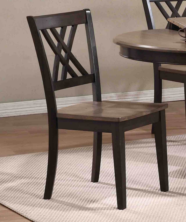 Double X-Back Dining Chair - Grey Stone/Black Stone