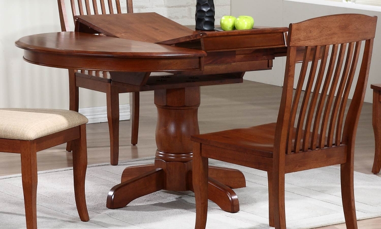 Round/Oval Pedestal Dining Table - Cinnamon/Cinnamon