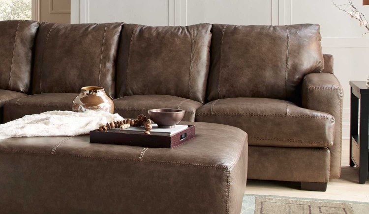 Barrington Leather Match Right Side Facing Sofa - Smoke