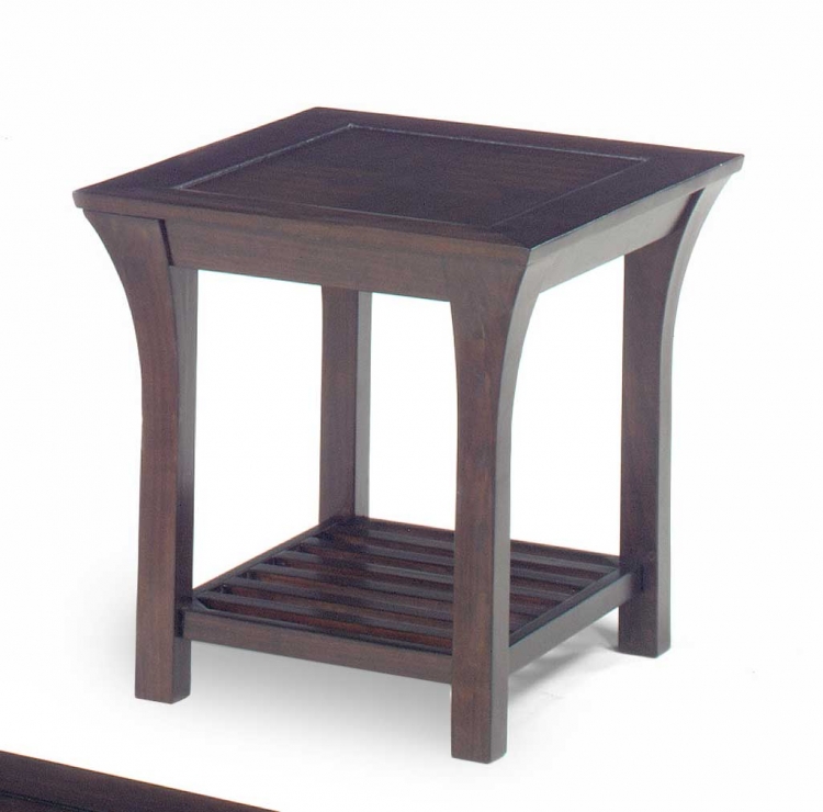 813 Series End Table - Merlot Wood with Slat Shelves