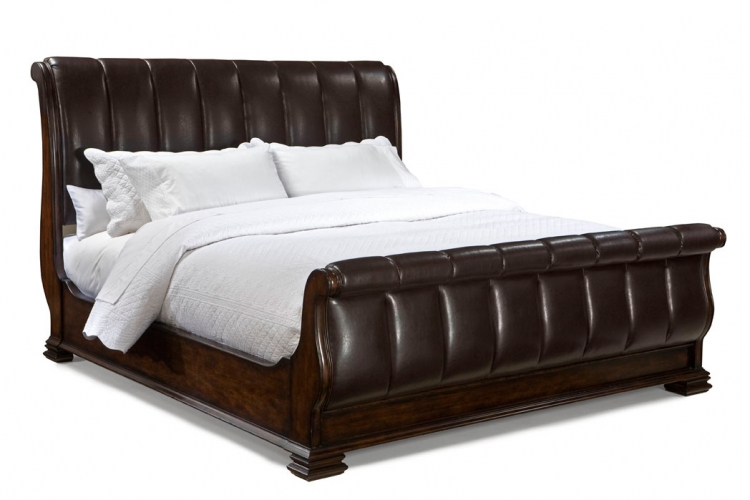 Havana Leather Sleigh Bed