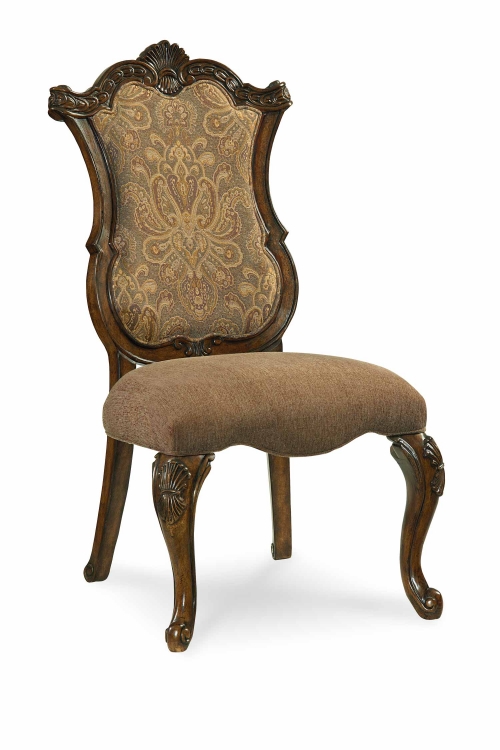 Pemberleigh Upholstered Side Chair - Brandy/Burnished Edges