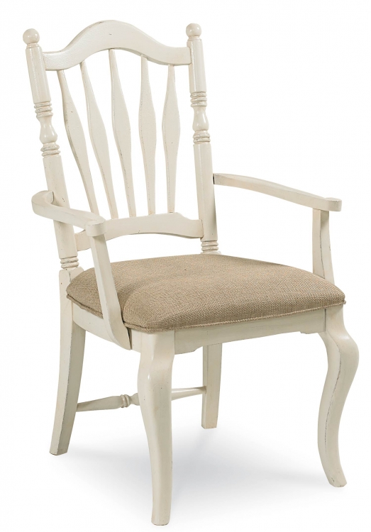 Haven Sheaf Back Arm Chair - Buttercream White/Slight Distressing