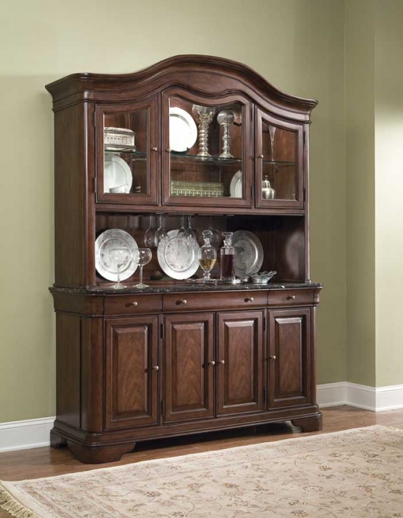 Heritage Court Credenza Hutch with Marble Top