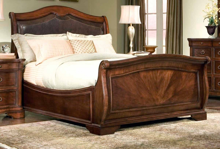 Heritage Court Leather Sleigh Bed