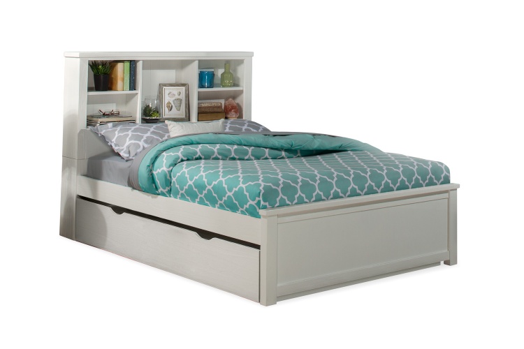 Highlands Bookcase Bed with Trundle - White