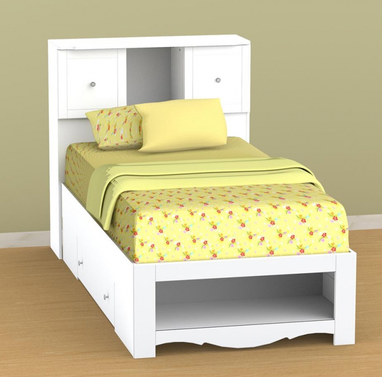 Pixel Youth Twin Low Bookcase Storage Bed