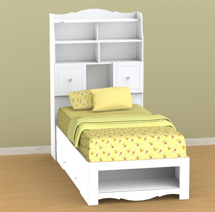Pixel Youth Twin Tall Bookcase Storage Bed
