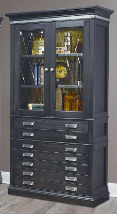 Lincoln Park 40-inch Glass Door Bookcase - Vintage Ash