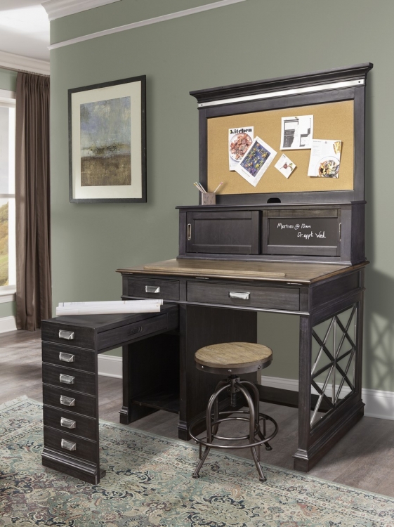 Lincoln Park Architects Desk with Hutch - Vintage Ash