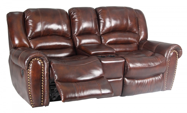 Neptune Glider Loveseat With Console - Tobacco - Parker Living