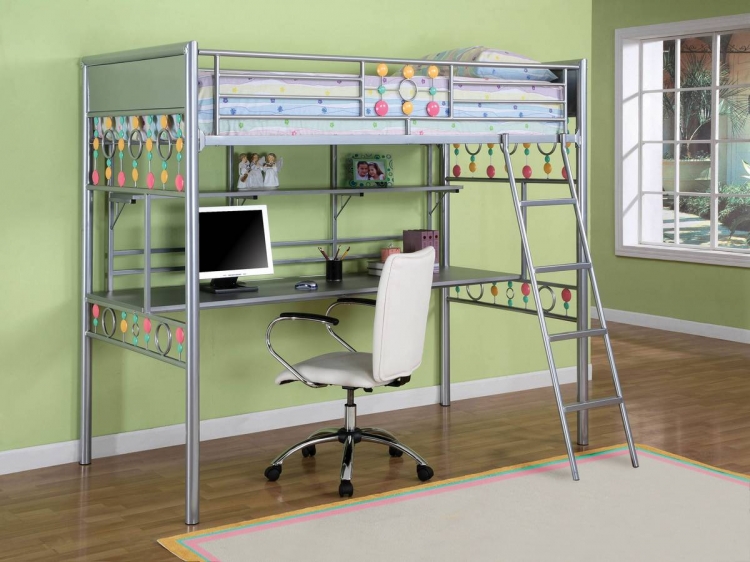 Bauble Girls Twin Size Study Loft Bunk Bed