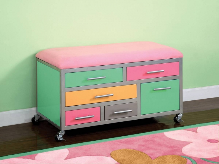Powell Bauble Girls Storage Bench with colored panels
