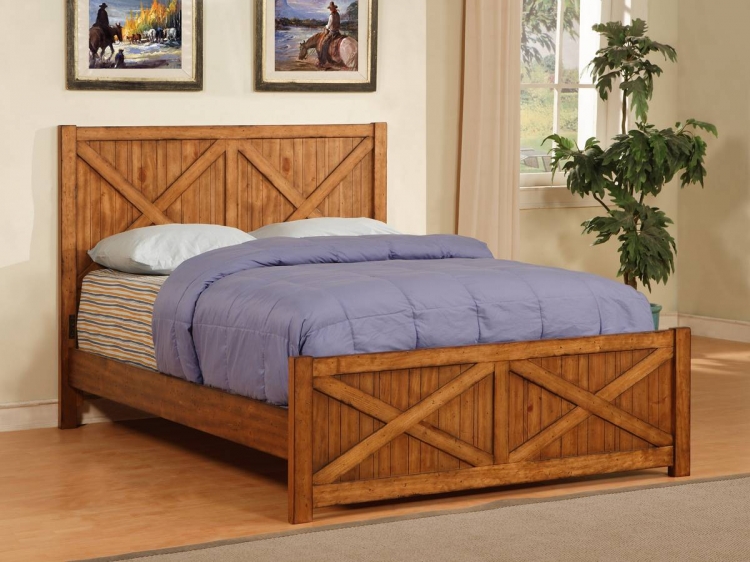 Powell Dakota Dark Rustic Pine X Panel Bed