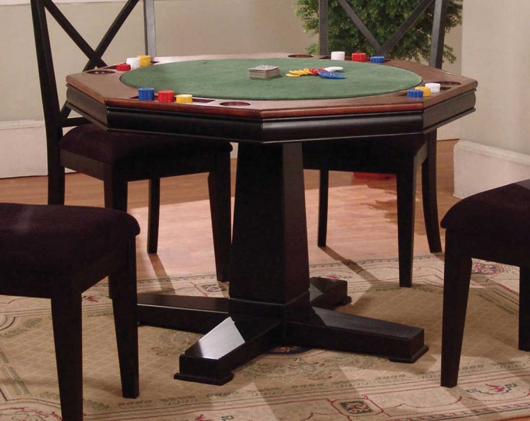 Black and Warm Cherry Game Dining Table with Multiple Tops