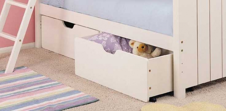 Powell Cape Cod Satin White Set of 2 Under Bed Storage Drawers