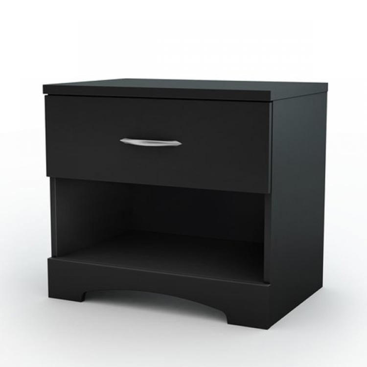 Step One Solid Black Night Stand