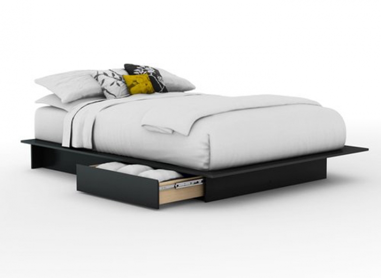 Step One Solid Black Full/queen Platform Bed