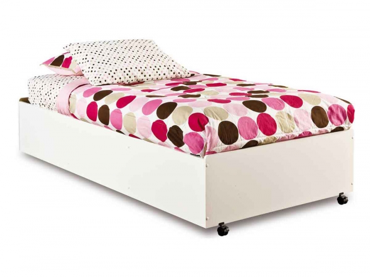 Logik Pure White Twin Bed on Casters