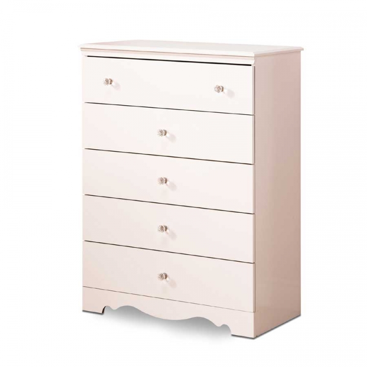Crystal Pure White 5 Drawer Chest
