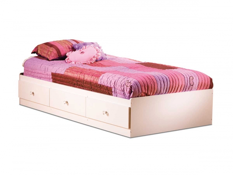 South Shore Crystal Pure White Twin Mates Bed