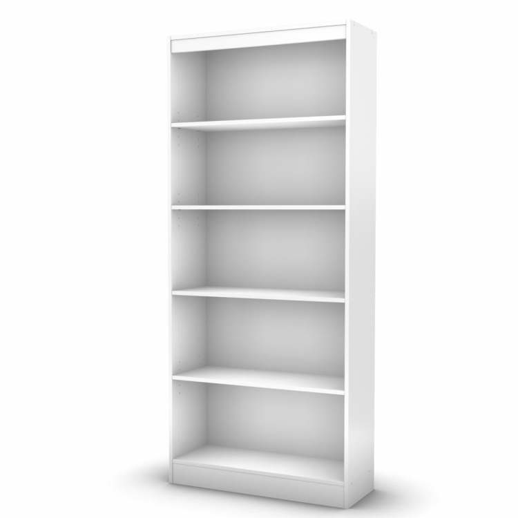 5-Shelf Bookcase - Pure White