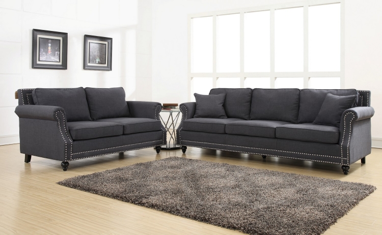 Camden Grey Linen Living Room Set