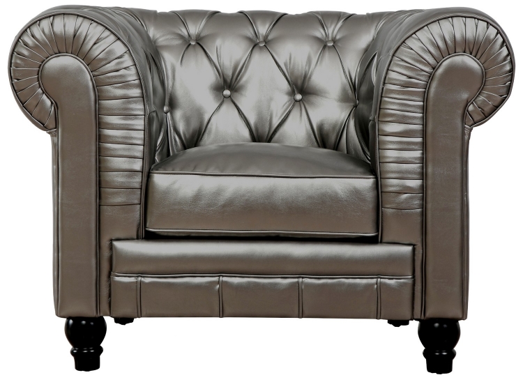 Zahara Silver Leather Club Chair