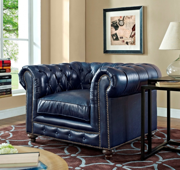 Durango Rustic Blue Leather Club Chair