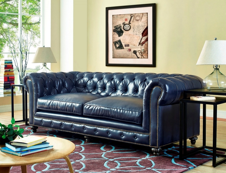 Durango Rustic Blue Leather Sofa