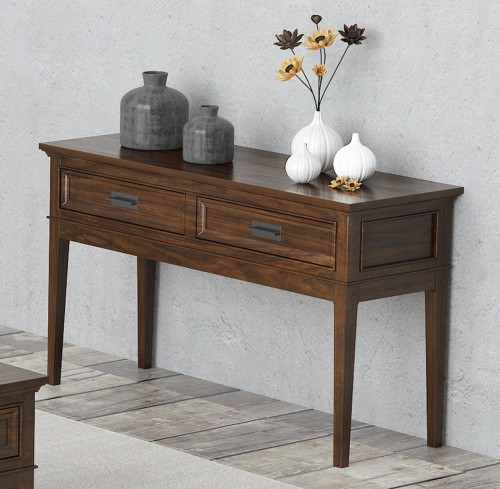 Homelegance Frazier Park Sofa Table with Two Functional Drawers - Brown Cherry