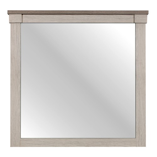 Homelegance Arcadia Mirror - White Framing and Variegated Gray Printed Faux-Wood Grain Veneer