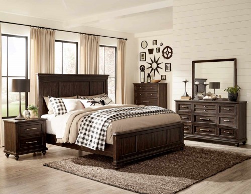 Cardano Bedroom Set - Driftwood Charcoal over Acacia Solids and Veneers