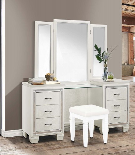 Allura Vanity Dresser with Mirror - White