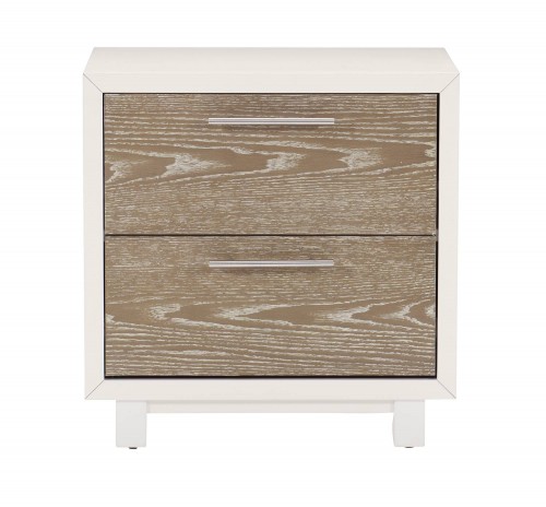Renly Night Stand - Natural Finish of Oak Veneer with White Framing