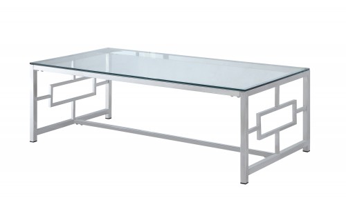 Yesenia Cocktail Table with Glass Top - Chrome