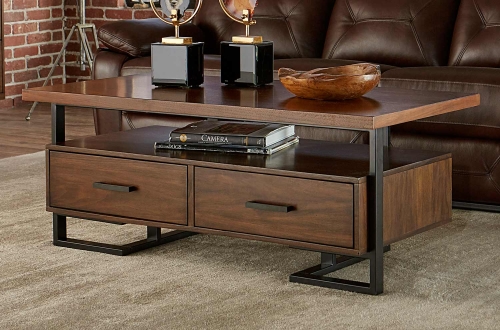 Sedley Cocktail/Coffee Table with Two Functional Drawers - Walnut Veneer