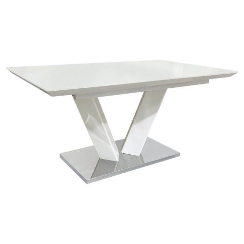 Yannis Dining Table - High Gloss White/Chrome