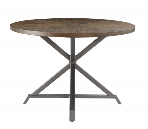 Fideo Round Dining Table - Rustic - Gray Metal