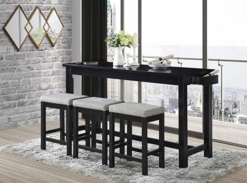 Connected 4-Piece Pack Counter Height Set - Black
